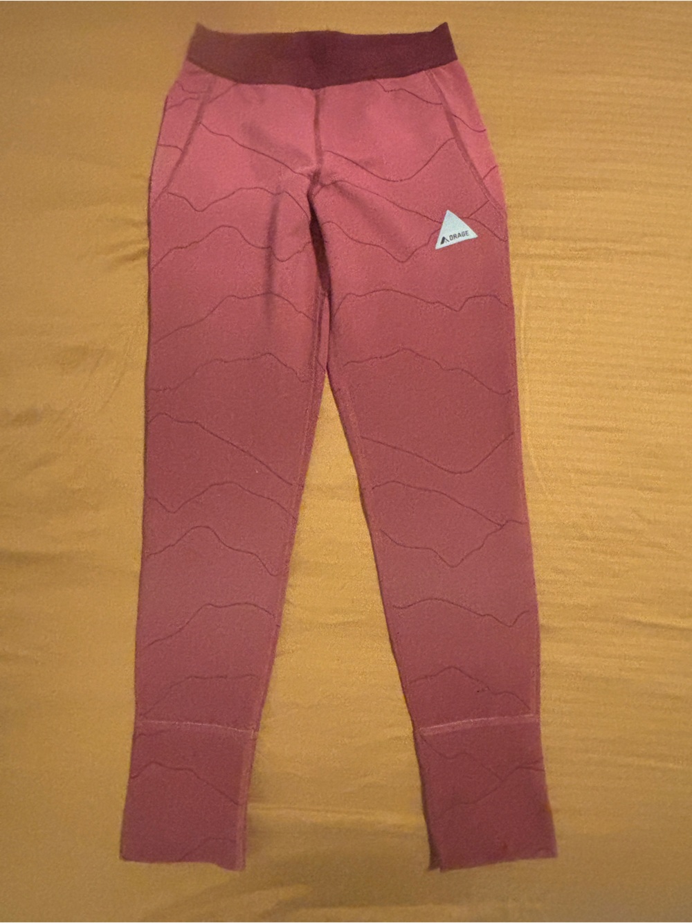 Orage Mauve Textured Leggings with Wave Stitch Detail